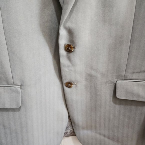 Chaps Beige Striped 2 Button Paisley Lined Suit Jacket Blazer Sport Coat Sz 44R - Picture 7 of 12